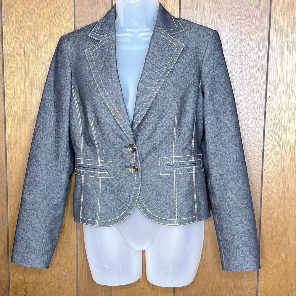 Kasper Blazer Womens 6 Gray Cropped‎ Career Jacket Tailored Stretch